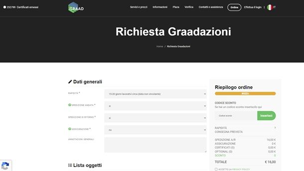 Richiesta Graadazioni GRAAD