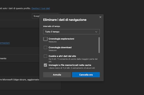 Cache Microsoft Edge