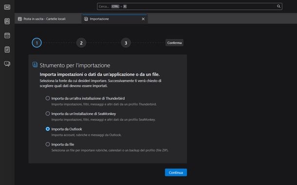 Esportare email Outlook Thunderbird Windows