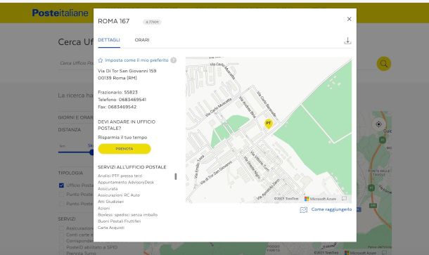 ricerca Postamat su sito Internet Poste Italiane