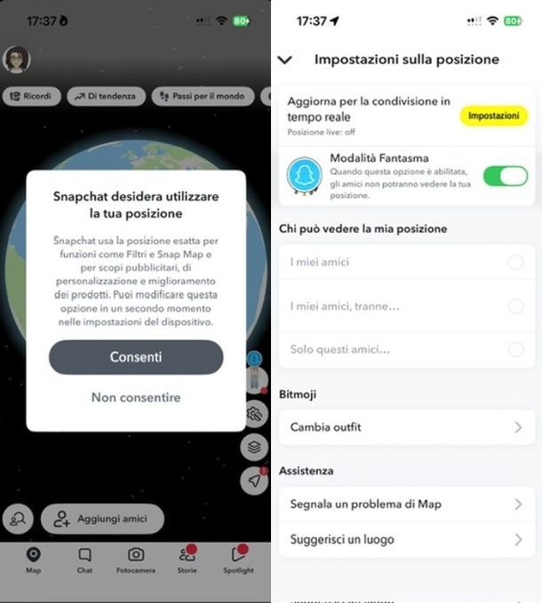 Posizione Snapchat