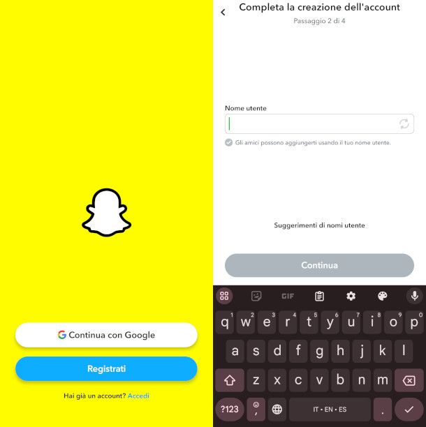 registrazione su app Snapchat
