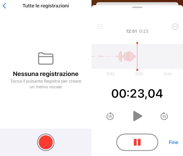 schermate app Memo Vocali