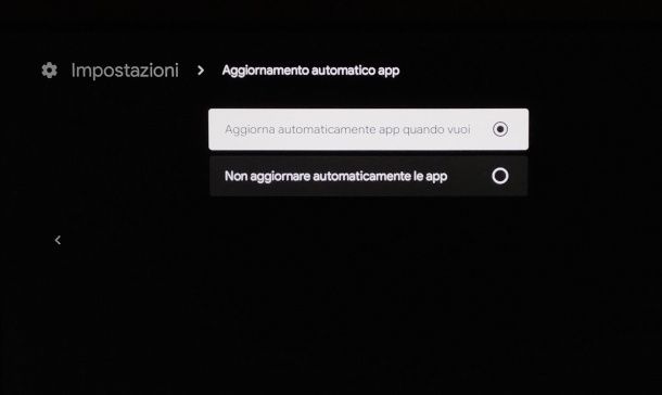 Aggiornamento automatico app Android TV