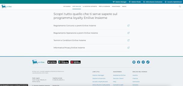 pagina regolamento programma fedeltà Enilive