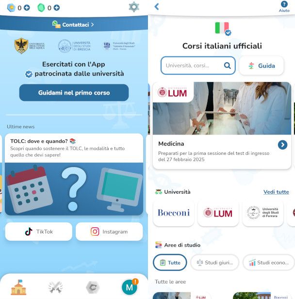 schermata app thefaculty