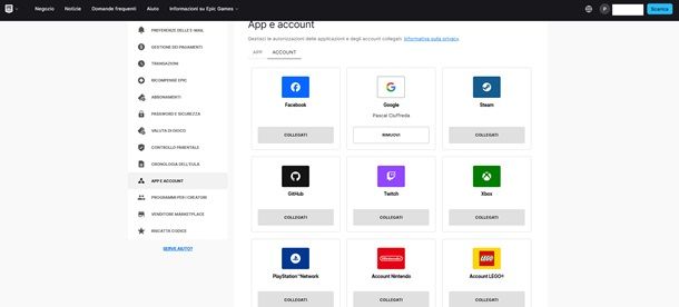 La procedura per collegare l'account LEGO all'account Epic Games per Fortnite