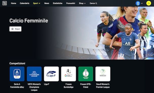Calcio femminile su DAZN