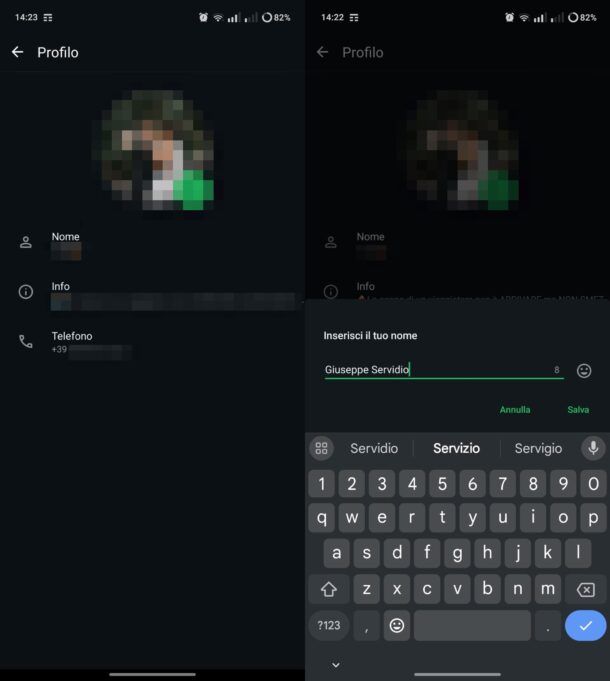 Cambiare nome su WhatsApp