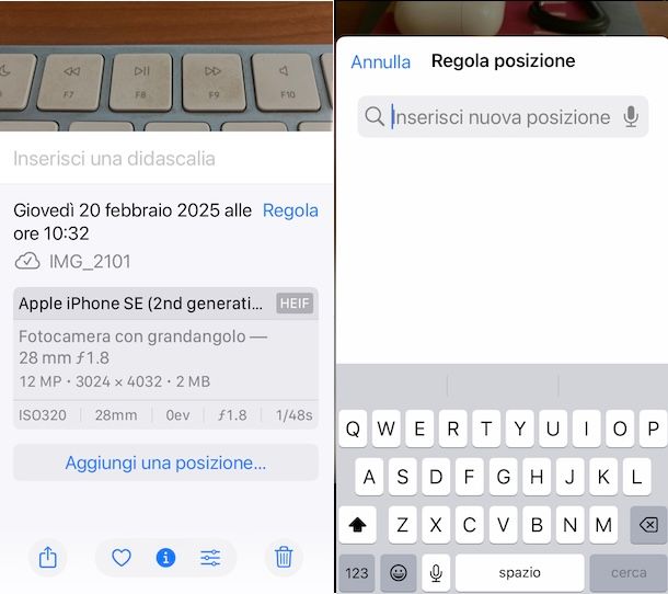 Aggiungere posizione su foto iPhone