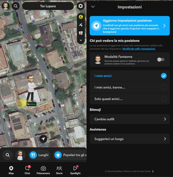 schermate Snap Map app Snapchat