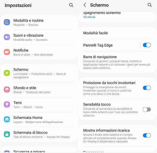 Disabilita tocco involontario pocket touch