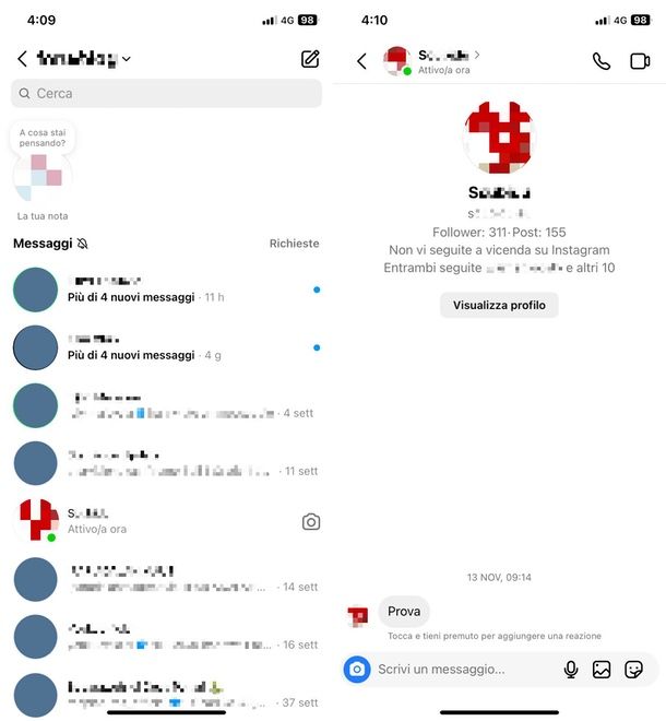 verificare stato di attività Instagram