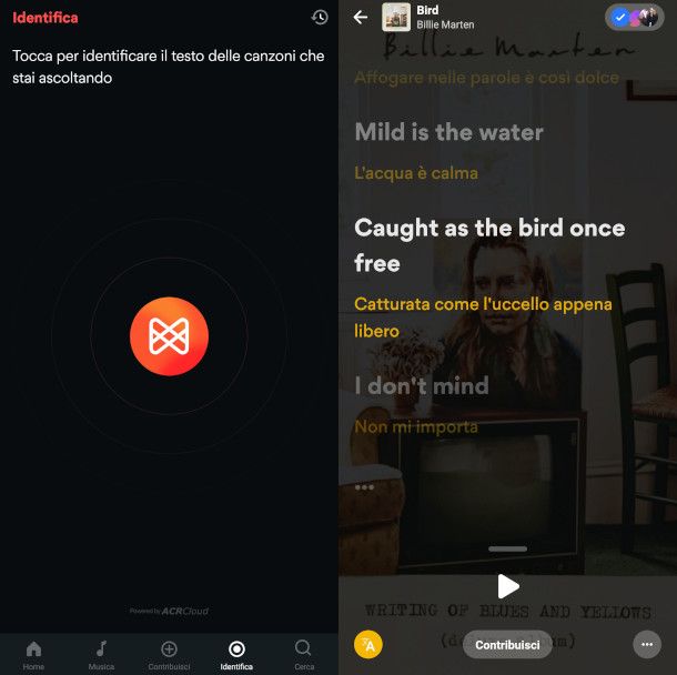 schermate app MusixMatch
