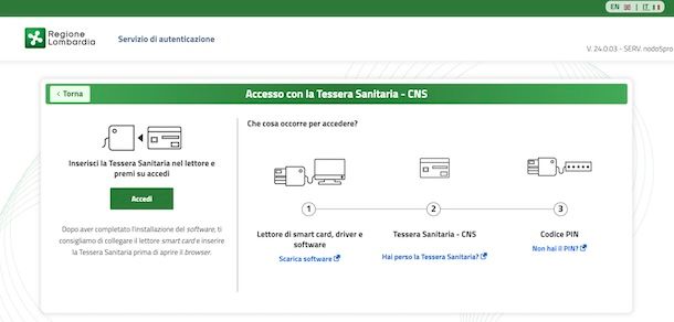 Entrare nel Fascicolo Sanitario con Tessera sanitaria