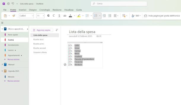 interfaccia OneNote Windows