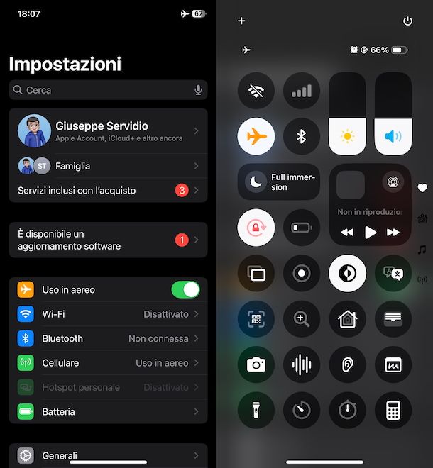 Attivare modalità aereo iPhone