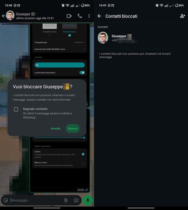 bloccare su whatsapp