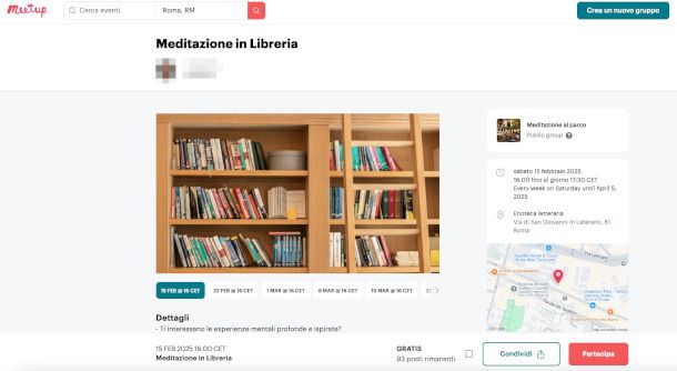 pagina evento Meetup