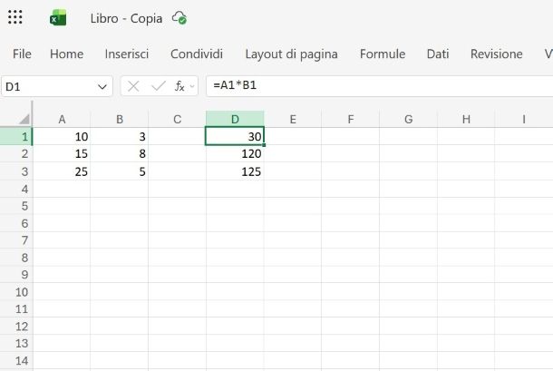 Come moltiplicare in Excel Online