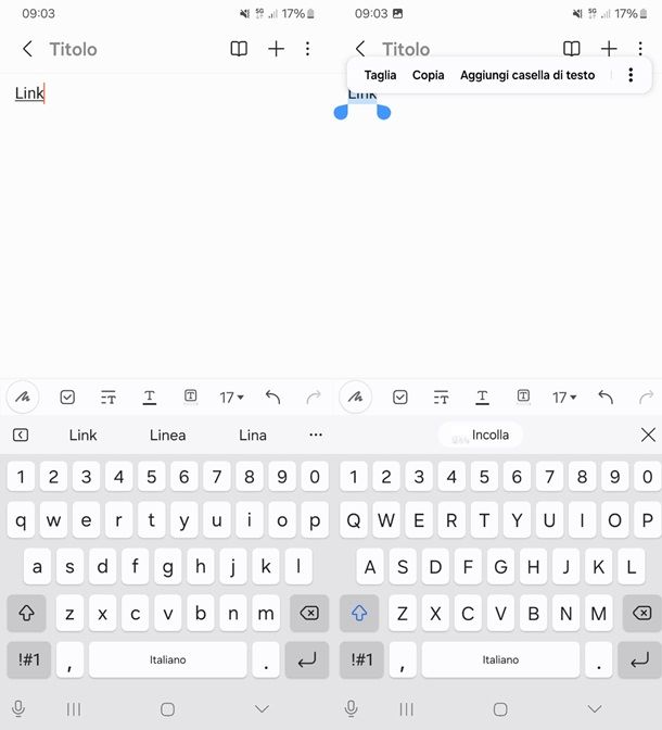 copiare link android