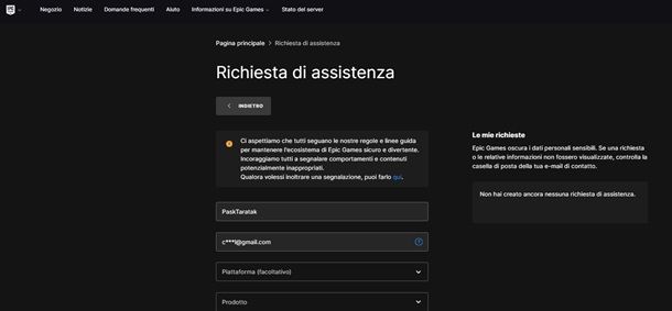 Come richiedere assistenza Epic Games