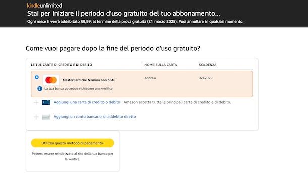 Attivare Kindle Unlimited