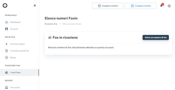 Attivare numero fax su Faxator