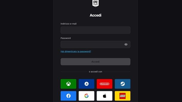 Il procedimento per accedere a Epic Games per giocare a Fortnite