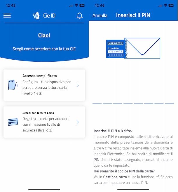 Registrare CIE con lettura carta