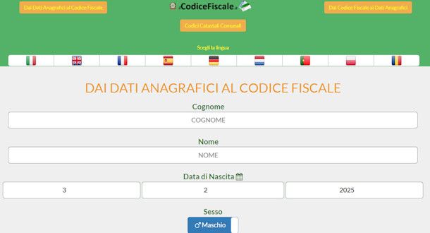 Calcolo codice fiscale