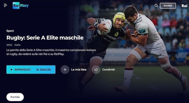 Rugby su RaiPlay