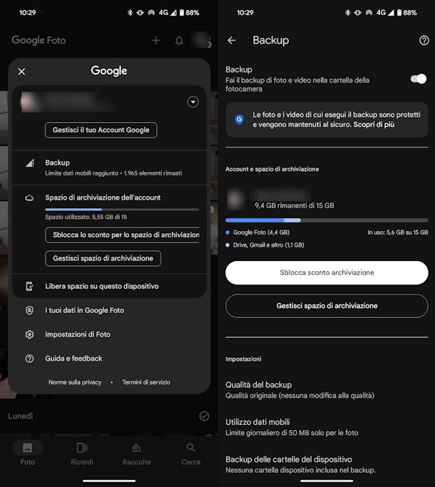 Disattivare Google Foto da Android