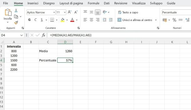 Come fare la media percentuale su Excel