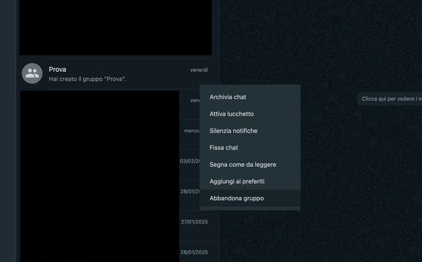 Abbandonare gruppo WhatsApp Web