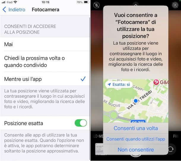 Mettere la posizione su foto iPhone