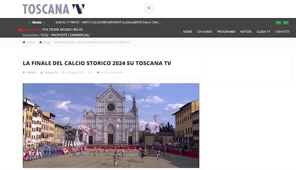 Calcio storico in streaming