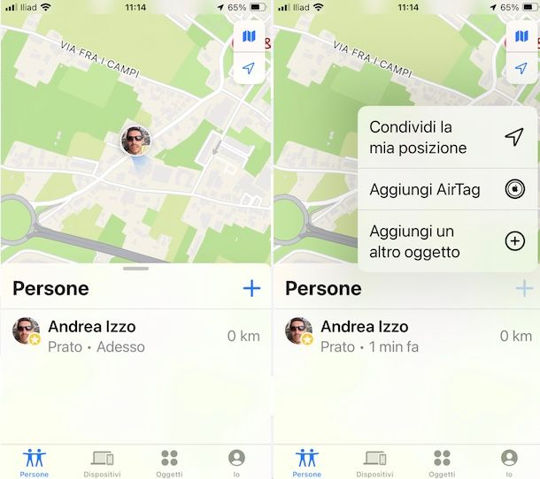 Condividere la posizione con Dov'é