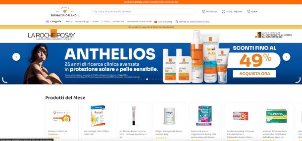 home page sito Antica farmacia Orlandi