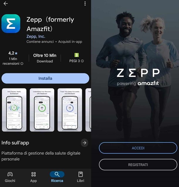 L'app Zepp per Amazfit