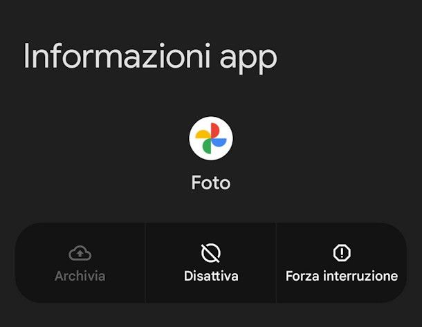Disattivare app Google Foto