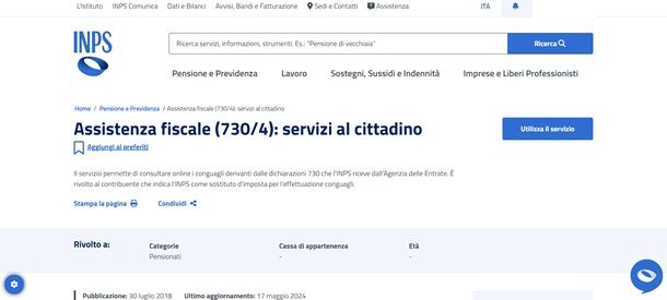 La procedura per vedere il rimborso 730 INPS