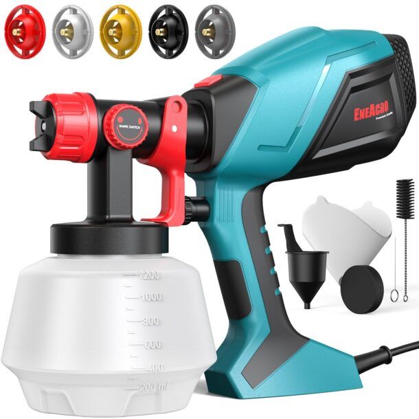 Kit Pistola A Spruzzo HVLP Con 4 Ugelli (1,4/1,7/2,0/2,5 Mm), Tazza In Alluminio 1000 Cc, Per Verniciatura Auto E Mobili