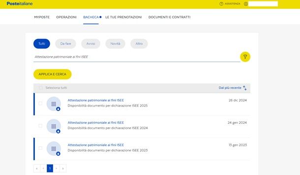 Il procedimento per come fare la giacenza media dal sito di Poste Italiane
