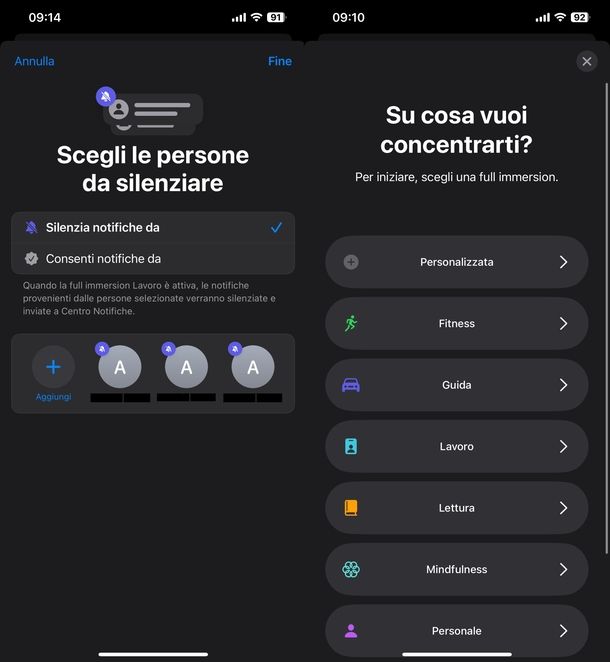 Mettere Non disturbare iPhone Full immersion
