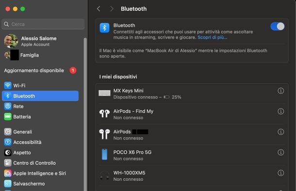 Connettere cuffie Bluetooth Mac