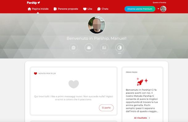 pagina del profilo sito Parship