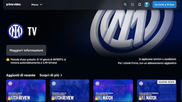 Inter TV su Prime Video