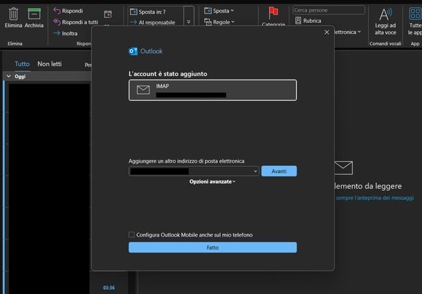 Uscire account Google Outlook classic Windows