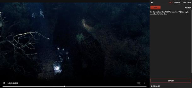 schermata modalità FACT su Cinemetrics